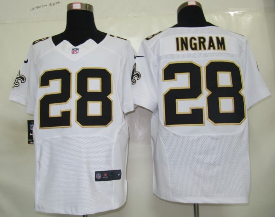 Nike Elite Jersey New Orleans Saints 28 Ingram White Authentic